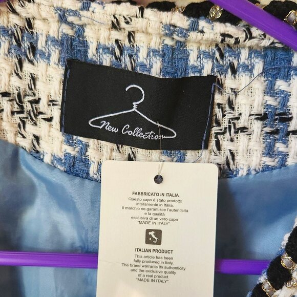 🍂 NEW Collection ITALY Italian Open Blazer Jacket Blue Black White Gold Blue M - Picture 2 of 14